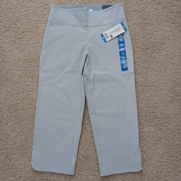 Women's Capri, Blue/Gray Pinstripe, Size 10, NWT - Picture 2 of 5